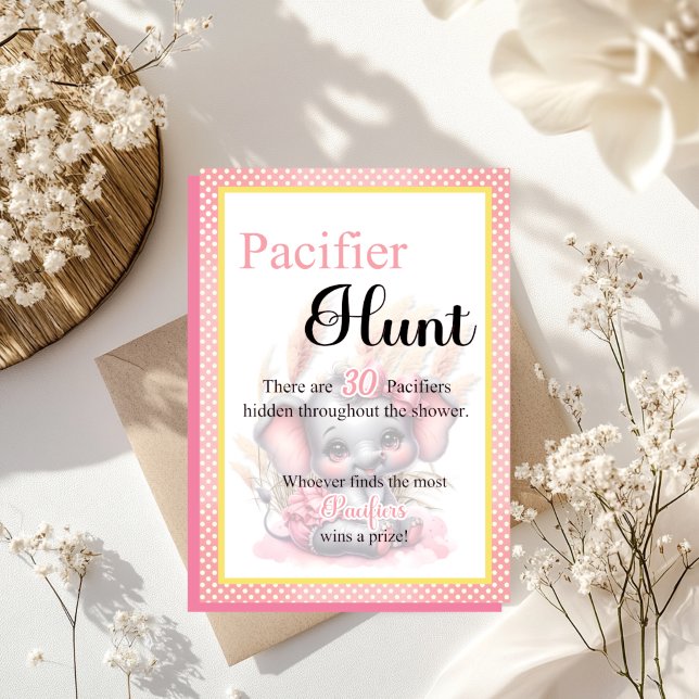 スイートピンク象ベビーシャワーおしゃぶり狩りゲーム (クリエイターアップロード済み)