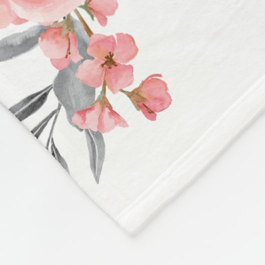 スイートピンク赤面フローラリースベビーガールマイルストン フリースブランケット (角)