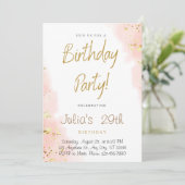 スイートピンク金ゴールド誕生日パーティーの招待 招待状 (スタンド正面)