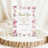 スイートピンク魅力的の赤ちゃんシャワーフローラ サンキューカード