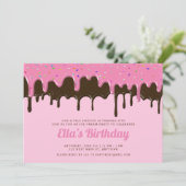 スイートピンク+チョコレートアイシングアイスクリーム誕生日 招待状 (スタンド正面)