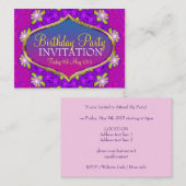 スイートピンク+パープルフローラミニ招待状 エンクロージャーカード (正面/裏面)