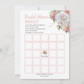スイートピンク |ホワイトローズフローラ開花ブライダルシャワー 招待状 (正面)