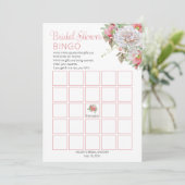 スイートピンク |ホワイトローズフローラ開花ブライダルシャワー 招待状 (スタンド正面)