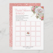 スイートピンク |ホワイトローズフローラ開花ブライダルシャワー 招待状 (正面/裏面)