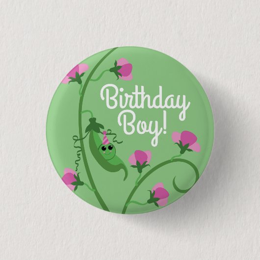 スイートピーかわいい子どもの誕生日パーティー 缶バッジ (正面)