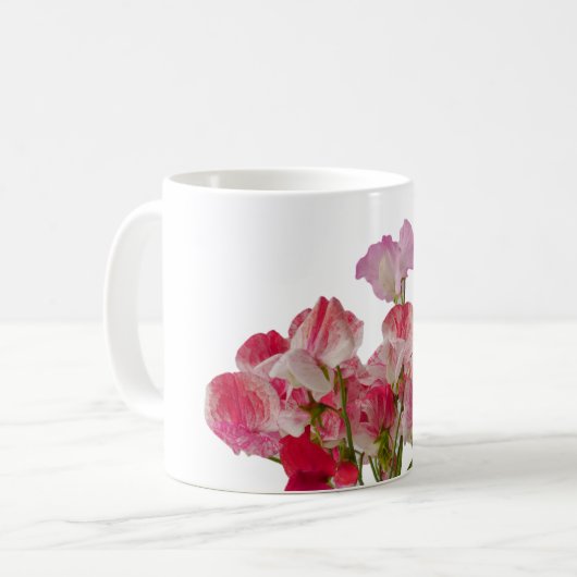 スイートピーによってはマグが開花します コーヒーマグカップ (正面左)