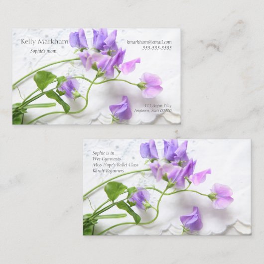 スイートピーのお母さんの接触 コーリングカード (正面/裏面)