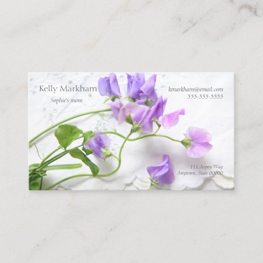 スイートピーのお母さんの接触 コーリングカード (正面)