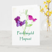 スイートピーのバースデー・カード-ウェールズの挨拶 カード (黄色い花)