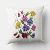 スイートピーのフェイクなCrewelの刺繍の枕 クッション (裏面)