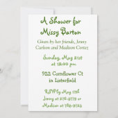 スイートピーのベビーシャワーの招待状 招待状 (裏面)