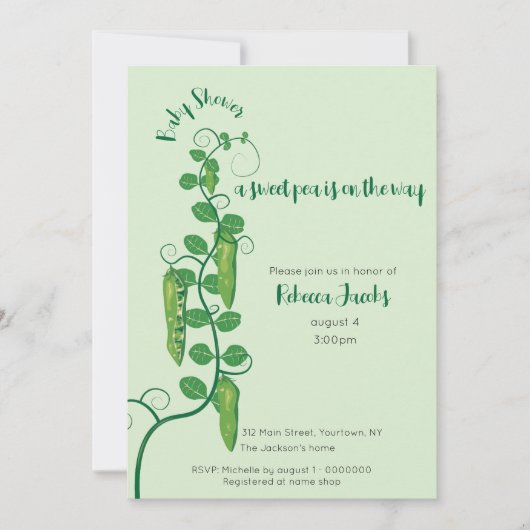 スイートピーのベビーシャワー招待状 招待状 (正面)