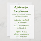 スイートピーの女の子のベビーシャワーの招待状 招待状 (裏面)