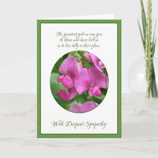 スイートピーの悔やみや弔慰 カード (正面)