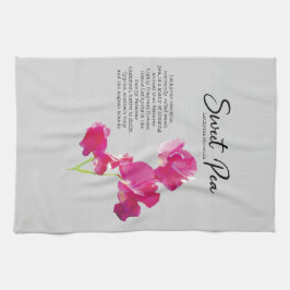 スイートピーの植物のプリント キッチンタオル