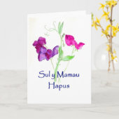 スイートピーの母カード、ウェールズの挨拶 カード (黄色い花)