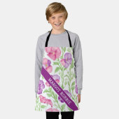 スイートピーの水の色のパタカラフルーン エプロン (着用した状態)