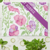 スイートピーの水の色のパタカラフルーン キッチンタオル (折り畳み)