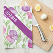 スイートピーの水の色のパタカラフルーン キッチンタオル (四つ折り)