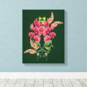 スイートピーの花と蝶 キャンバスプリント (インサイチュ (ウッドフロア))