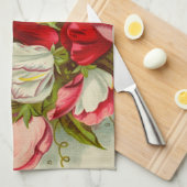 スイートピーの花の花束 キッチンタオル (四つ折り)