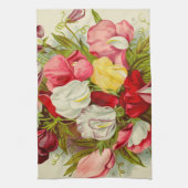 スイートピーの花の花束 キッチンタオル (縦)