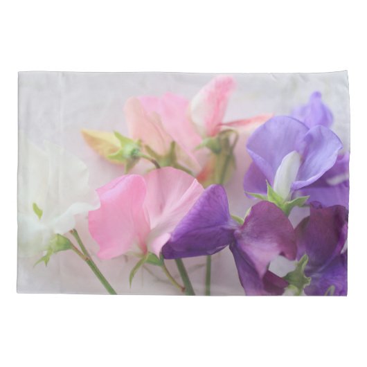 スイートピーの花束 枕カバー (裏面)