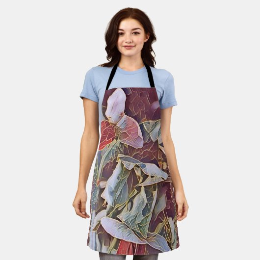 スイートピーの花 エプロン (着用した状態)