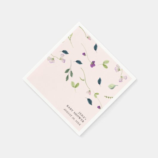 スイートピーの花 |女の子の赤ちゃんシャワー スタンダードカクテルナプキン (角)