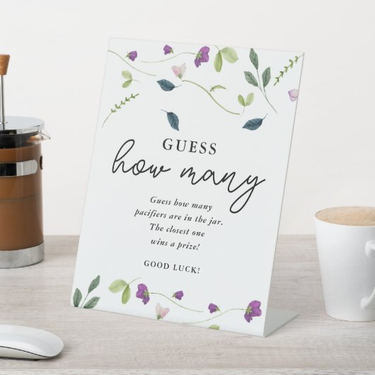 スイートピーの花 |赤ちゃんシャワー推測ゲームの看板 台座サイン (インサイチュ)