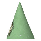 スイートピーの茶誕生日の緑の水玉模様 パーティーハット (右)