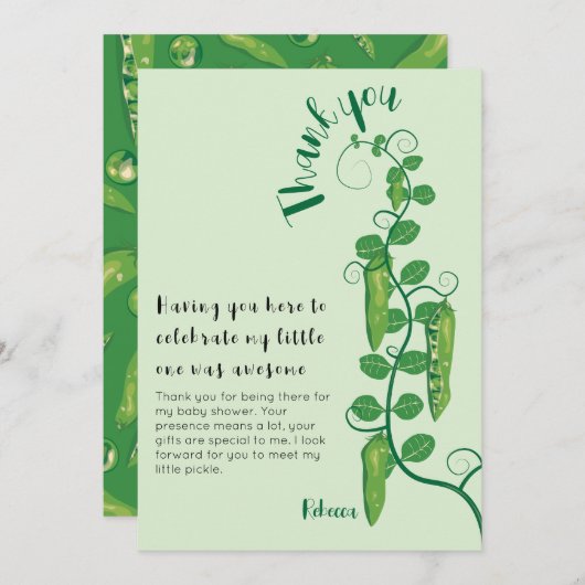 スイートピーの赤ちゃんシャワー サンキューカード (正面/裏面)