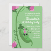 スイートピーは1歳の誕生日かわいい招待状 招待状 (正面)