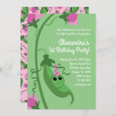 スイートピーは1歳の誕生日かわいい招待状 招待状 (正面/裏面)