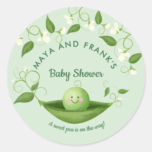 スイートピーインアポッドベイビーシャワークラシックラウンドスティ ラウンドシール (正面)