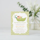 スイートピーインアポッドボーイベビーシャワー招待状 招待状 (スタンド正面)