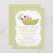 スイートピーインアポッドボーイベビーシャワー招待状 招待状 (正面/裏面)