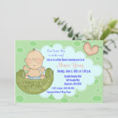 スイートピーインポッドボーイズベビーシャワー招待状 招待状 (スタンド正面)