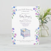 スイートピーウォーター色の花模様ベビーシャワー 招待状 (スタンド正面)