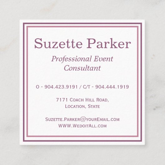 スイートピーカラフルフラワーズイベントプランナー スクエア名刺 (裏面)