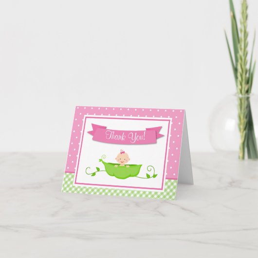 スイートピーガールサンキューカード折り畳みノートカード サンキューカード (正面)