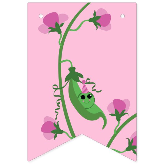 スイートピーキュート1st誕生日パーティー バンティングフラッグ (第1の旗)