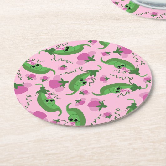 スイートピーキュート1st誕生日パーティー ラウンドペーパーコースター (アングル)