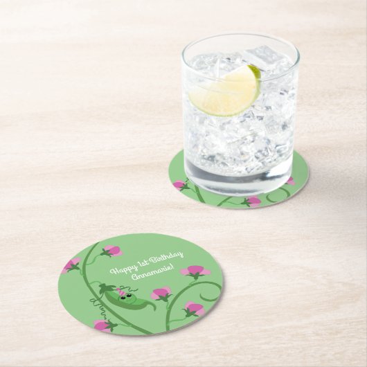 スイートピーキュート1st誕生日パーティー ラウンドペーパーコースター (インサイチュ)