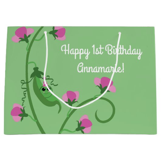 スイートピーキュート1st誕生日パーティー ラージペーパーバッグ (正面)