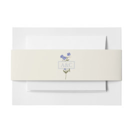 スイートピークリームアンドブルーフローラ結婚ズ 招待状ベリーバンド