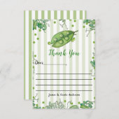 スイートピーグリーンお洒落ベビーシャワーありがとう サンキューカード (正面/裏面)
