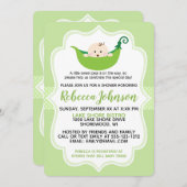 スイートピーグリーンベビーシャワーカスタマイズ招待状 招待状 (正面/裏面)