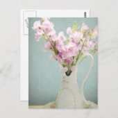 スイートピーズインアンティーク花瓶 ポストカード (正面/裏面)